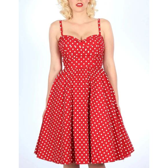 Stop Staring! Alicia Estrada Red Polka Dot Pinup Swing Dress 18 3X Rockabilly - Picture 1 of 11